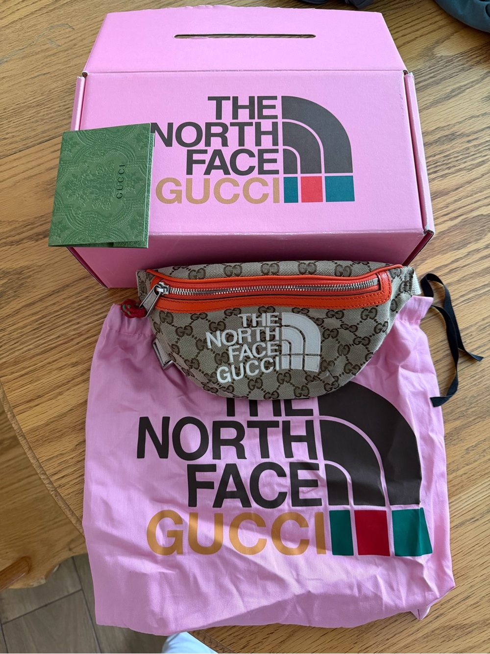 The North Face x Gucci Beige GG Canvas Crossbody with Orange Trim